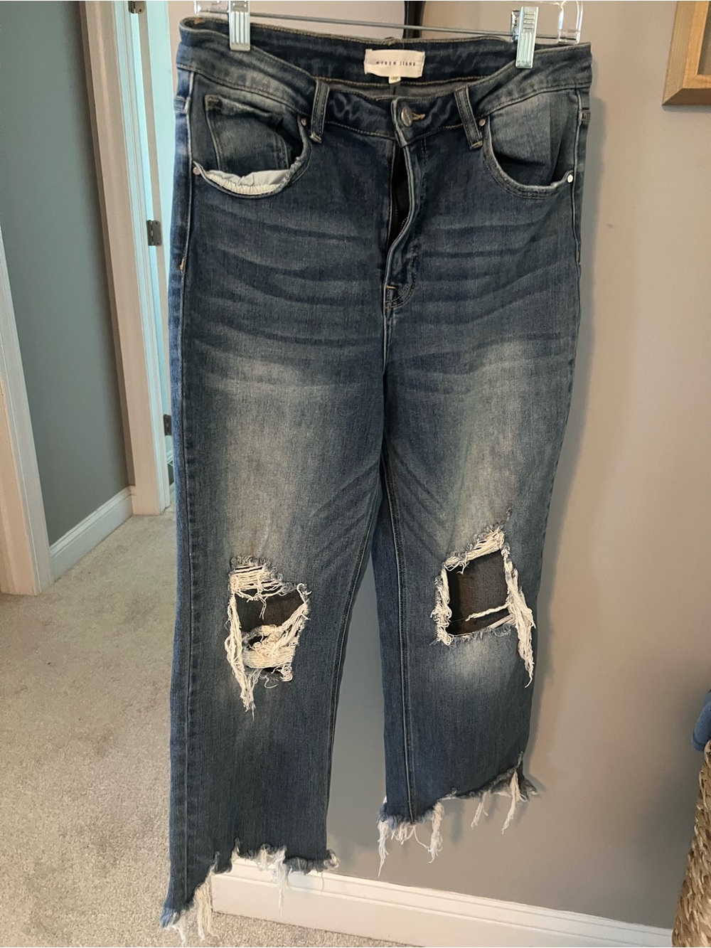 RIsen Brand Distressed Wide-Leg Women’s Jeans - Blue